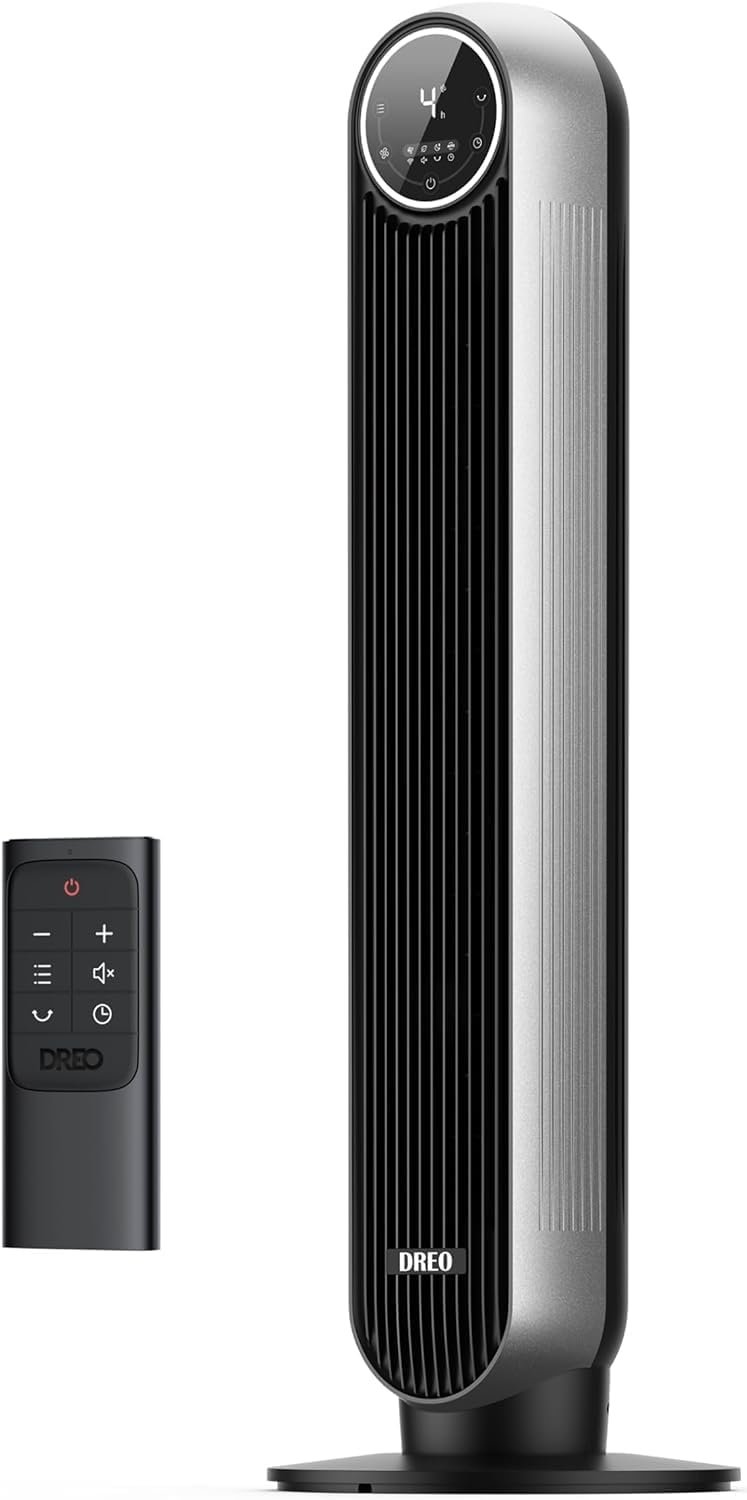 DREO Tower Fan for Bedroom, 2026 Upgraded DC Motor, 28ft/s High Velocity, 20dB Ultra Quiet Standing Fan, 8 Speeds 4 Modes, 90° Oscillating Bladeless Fan for Indoors, Floor Fans with Remote, Black - Image 3