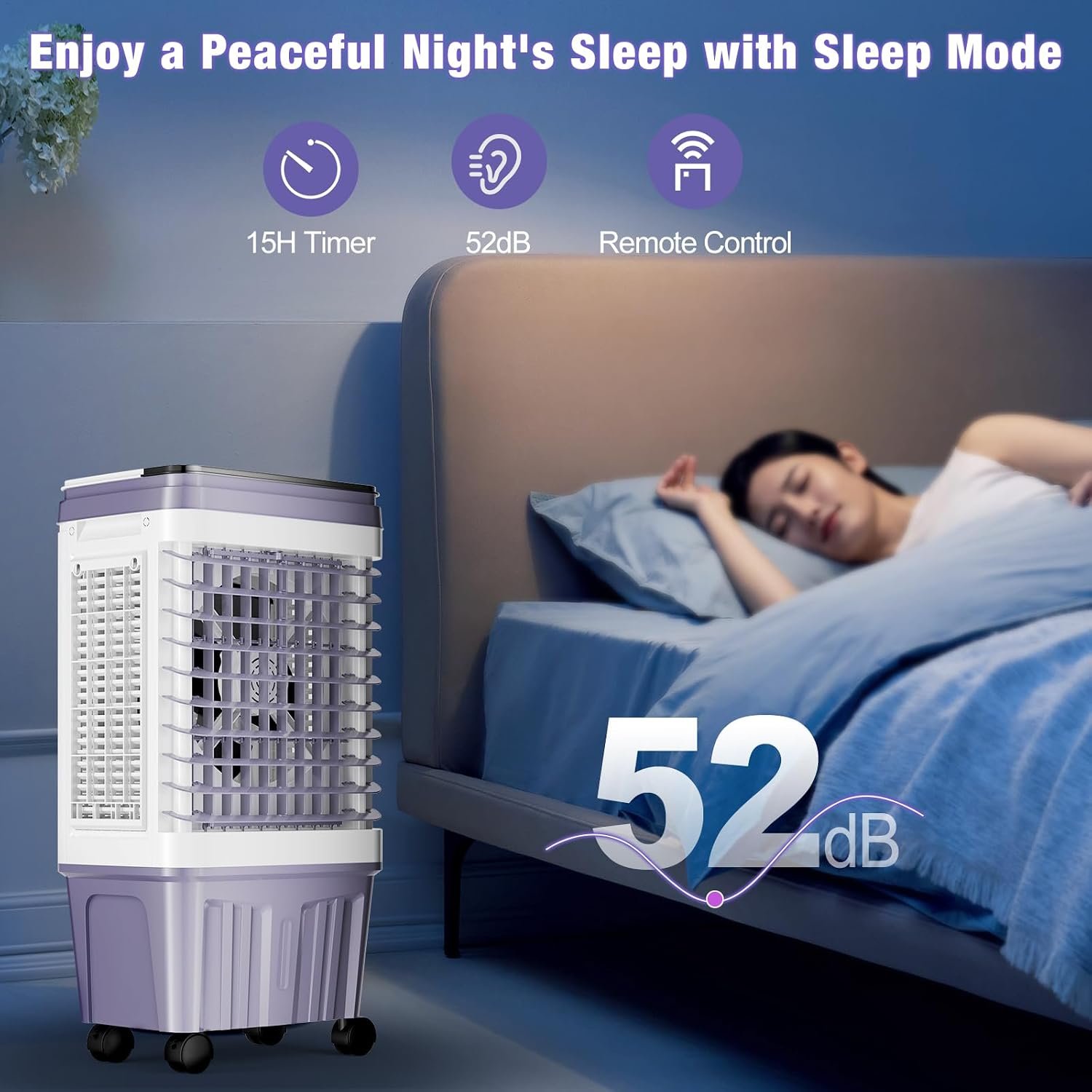 Portable Air Conditioners, 3000 CFM Swamp Cooler, Evaporative Air Cooler with 6.87 Gal Water Tank, 3 Speeds & 4 Modes, 120ยฐ Oscillation, 15H Timer Air Cooler for Home, Kitchen, Bedroom - Image 4