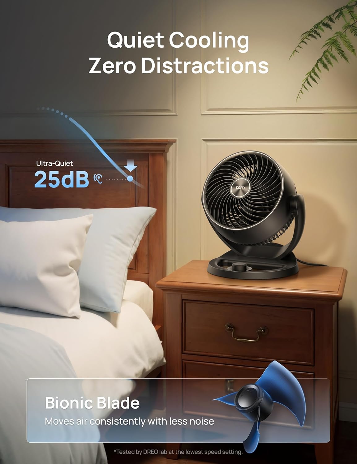 DREO Fan for Bedroom, 12 Inches, 70ft Powerful Airflow, 25db Quiet Table Air Circulator Fans for Whole Room, 120° Adjustable Tilt, 3 Speeds, Desktop Fan for Home, Office, Kitchen - Image 6