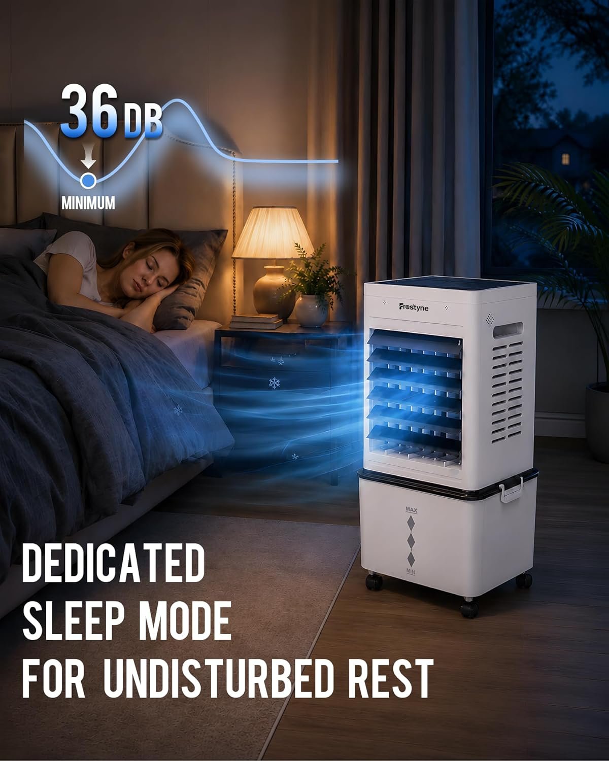 Portable Evaporative Air Cooler w/Humidifier โ 3Ga Water Tank, 10 Ice Packs, 6 Speeds & 4 Modes, Timer & Remote, Windowless Portable Fan for Bedroom, Home, Office,Black - Image 8