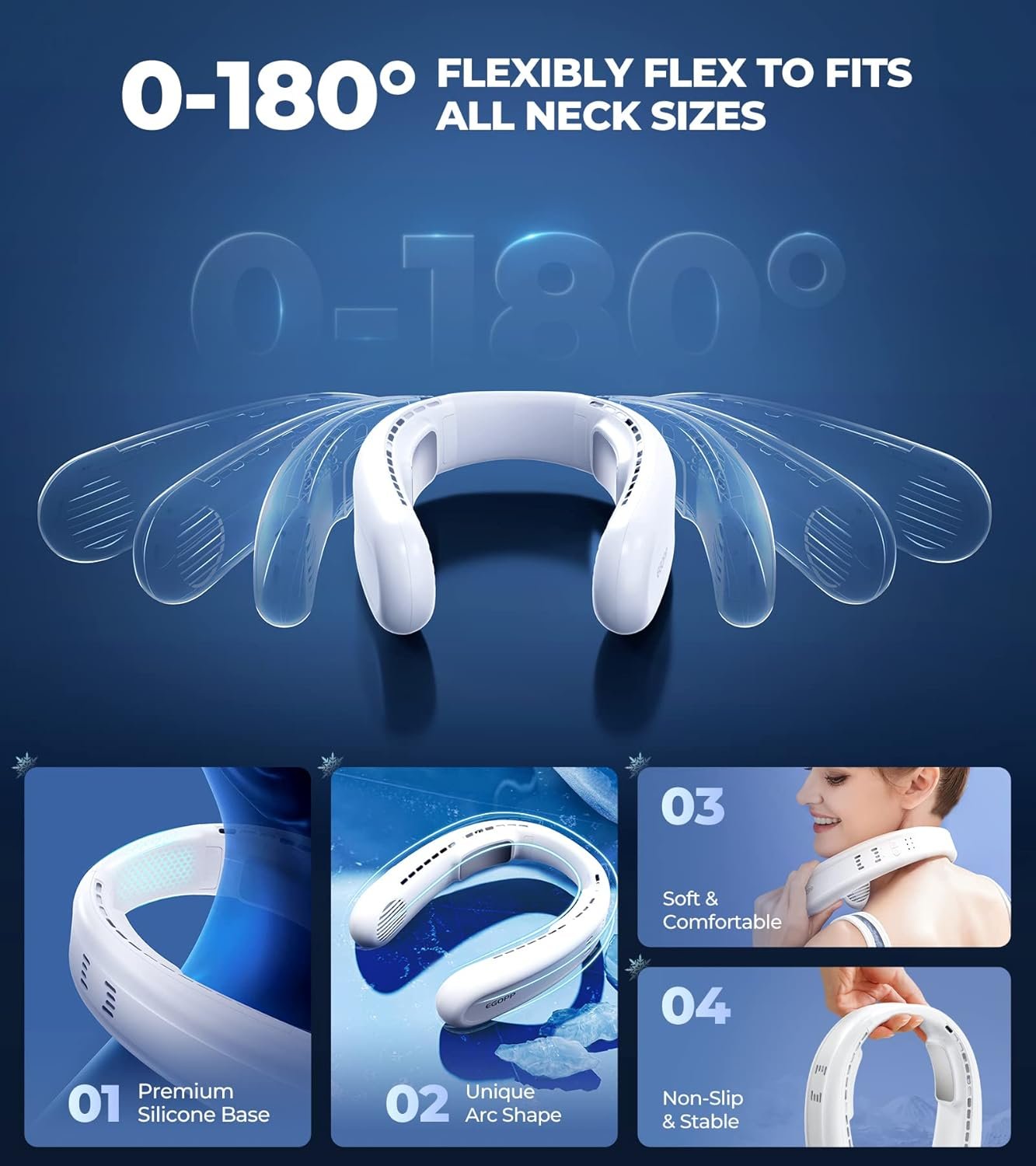 1S Cool Down 30°F Neck Fan with Double Semiconductor Coolers, 360° Surrounded Personal Fans Air Conditioner that Blow Cold Air, 8H lasting Portable Fan with 3 Speed, Gifts for Men Women Outdoor Travel - Image 5
