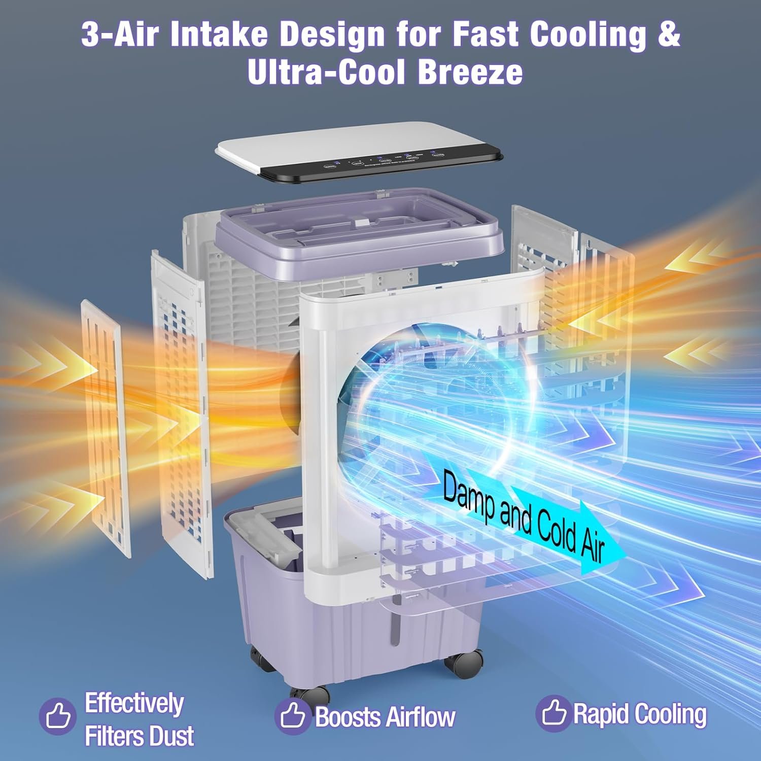 Portable Air Conditioners, 3000 CFM Swamp Cooler, Evaporative Air Cooler with 6.87 Gal Water Tank, 3 Speeds & 4 Modes, 120ยฐ Oscillation, 15H Timer Air Cooler for Home, Kitchen, Bedroom - Image 6