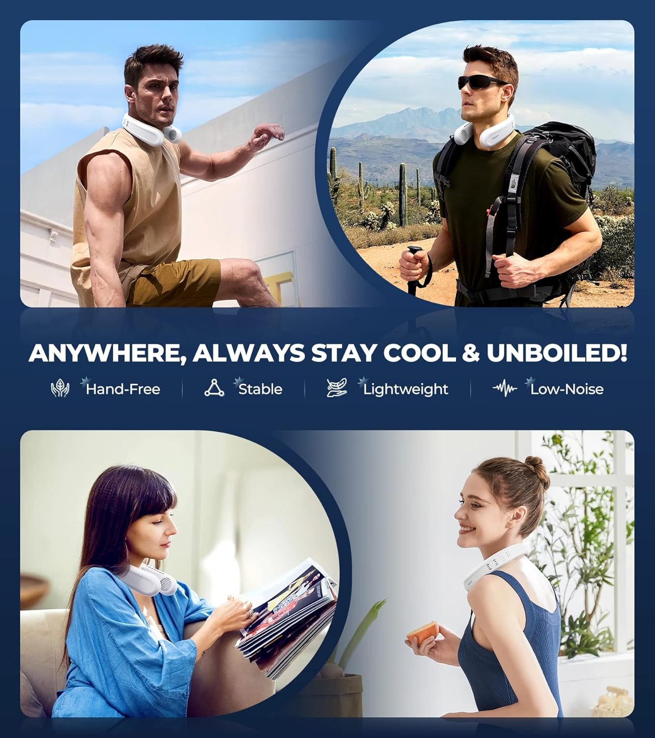 1S Cool Down 30°F Neck Fan with Double Semiconductor Coolers, 360° Surrounded Personal Fans Air Conditioner that Blow Cold Air, 8H lasting Portable Fan with 3 Speed, Gifts for Men Women Outdoor Travel - Image 6